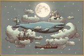 JUNIQE - Poster met kunststof lijst Ocean meets sky -40x60 /Blauw &