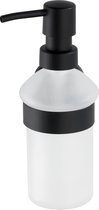 Distributeur mural en acier inoxydable mat noir avec bouteille en verre mat / distributeur mural / distributeur de savon / pompe