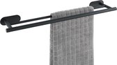 WENKO Turbo-Loc® Dubbele Handdoekhouder Orea Duo RVS zwart mat - Handdoekrek - Bevestigen zonder boren