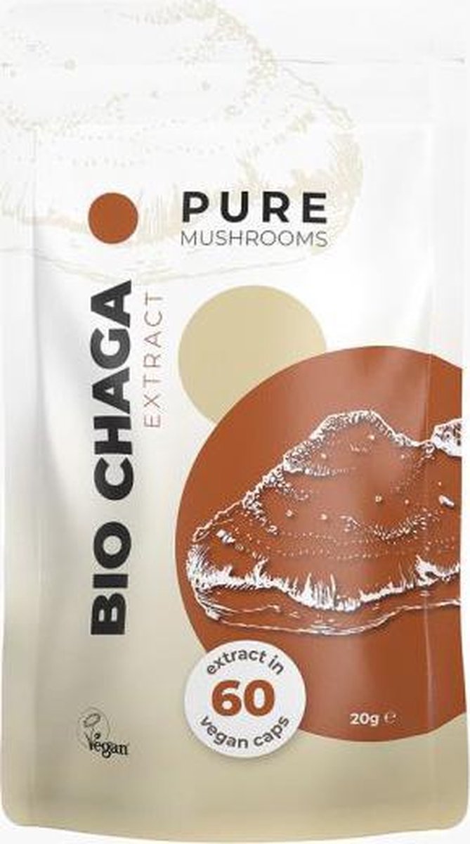 Goedkoopste Pure Mushrooms Chaga paddenstoel extract bio 60 Vegetarische capsules