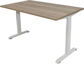 Bureau 160x80 cm. – In hoogte instelbaar – Frame: wit – Blad: Natuur Eik