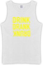 Witte Tanktop met “ Drink. Drank, Drunk “ print Geel  Size XXL