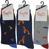 Funny Feet sokken - Happy animals kousen - cadeau - grappige sokken - 3 paar - Naadloos - Maat 43/46
