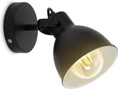 B.K.Licht -  Industriële Wandlamp - metalen - voor binnen - zwarte wandlamp - netstroom - plafondspot - met 1 lichtpunt - wandspots - muurlamp - draaibar - E27 fitting - excl. lich