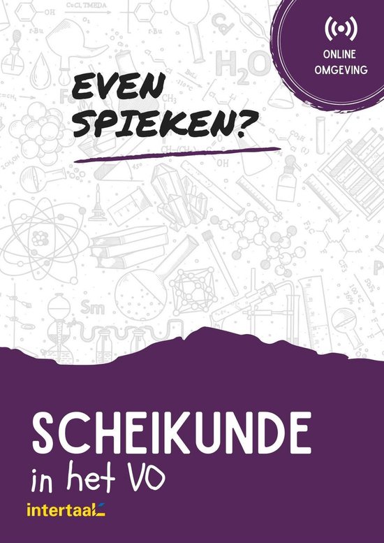 Poster met scheikundige formules en de tekst 'Even Spieken? Scheikunde in het VO'.