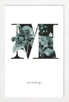 JUNIQE - Poster in houten lijst Flower Alphabet - M -30x45 /Groen &