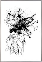 JUNIQE - Poster met kunststof lijst Freddie -30x45 /Wit & Zwart