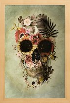 JUNIQE - Poster met houten lijst Garden Skull Light -13x18 /Grijs &
