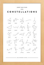JUNIQE - Poster met houten lijst Sterrenbeelden infographic -13x18