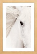 JUNIQE - Poster in houten lijst White Horse -30x45 /Grijs & Wit