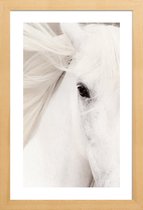 JUNIQE - Poster in houten lijst White Horse -40x60 /Grijs & Wit