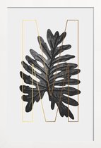 JUNIQE - Poster met houten lijst Plants M -13x18 /Grijs & Ivoor