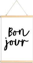 JUNIQE - Posterhanger Bonjour -40x60 /Wit & Zwart