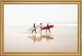 JUNIQE - Poster met houten lijst Surf Triple 1 -40x60 /Ivoor