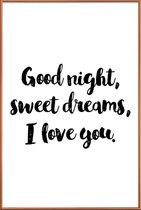 JUNIQE - Poster met kunststof lijst Sweet Dreams -40x60 /Wit & Zwart