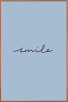 JUNIQE - Poster met kunststof lijst Smile -13x18 /Blauw