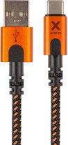 Xtorm Xtreme USB naar USB-C kabel - incl. levenslange garantie - 1,5 m - Zwart/Oranje