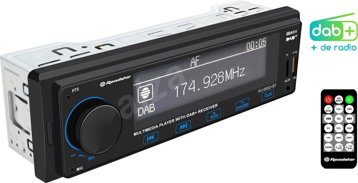 Roadstar Autoradio met DAB+ - Bluetooth - Afstandsbediening - USB - AUX - handsfree - 4x36Watt - RU-695D+BT
