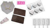 Siliconen bakvormen - 9 delige set - bakvorm set - hart - Chocoladevorm mal alfabet letters - tiktok - ijsvormpjes - Siliconen mal harten - chocolade - diamanten - 3D heart - cadeau - giftset