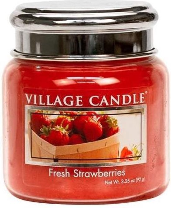 Village Candle Geurkaars - Fresh Strawberries Ø6 x 7 cm Wax Rood