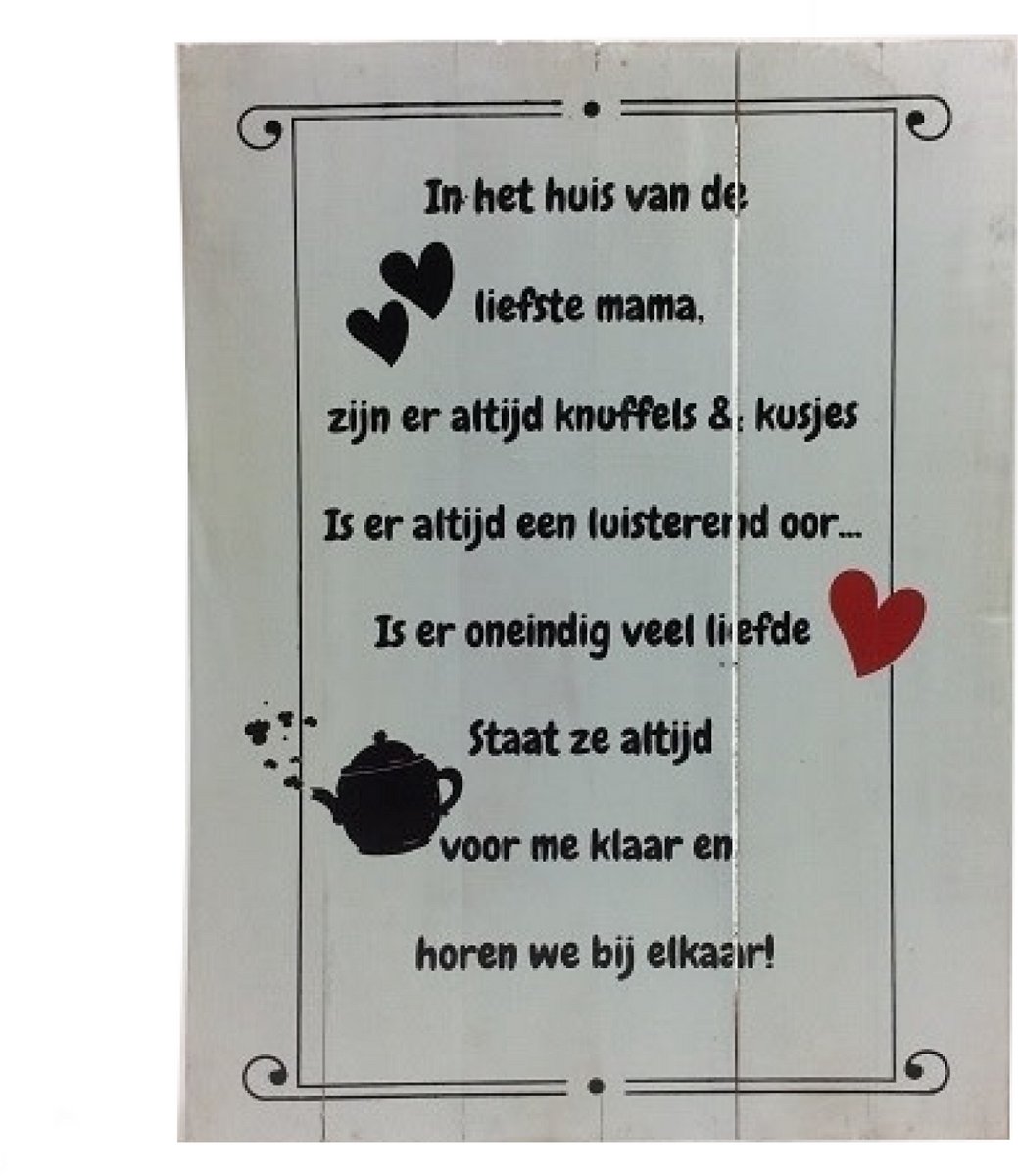 Cotton Counts - Muurdecoratie - In het huis van de liefste mama.... - 30x40cm