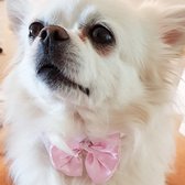 Luxe, heerlijk draagbare wit met roze dasstrik voor honden S - hond - hondenstrik - dasstrik - hondenkleding