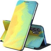 Voor Samsung Galaxy A32 5G Spanning Aquarel Patroon Huid Voelen Magnetische Horizontale Flip PU Lederen Case met Houder (Geel)