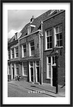 Poster Straatbeeld Utrecht - A4 - 21 x 30 cm - Inclusief lijst (Zwart Aluminium)