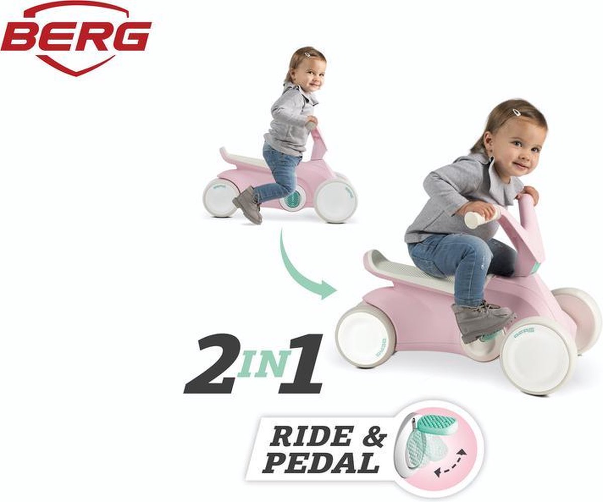 BERG GO2 Loopauto en Trapauto - Speelgoed vanaf 1 jaar - Uitklapbare pedalen - 10 tot 30 maanden - Roze — afbeelding 5