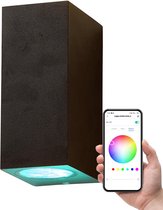 Lednify WiZ Connected Smart WiFi LED GU10 5W RGB en Wandlamp - Buiten - Vierkant - Zwart
