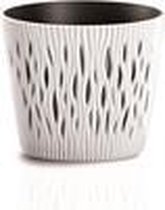 ROUND plastic potten RONDE IN WIT SANDY - 22,5 X 22,5 X 19,2 CM