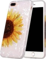 Shell-textuurpatroon TPU-schokbestendige beschermhoes met volledige dekking voor iPhone 7 Plus / 8 Plus (gele zonnebloem)