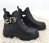 WELOVESHOES® Biker boots met Hak - Imitatieleer - Zwart - Maat 39