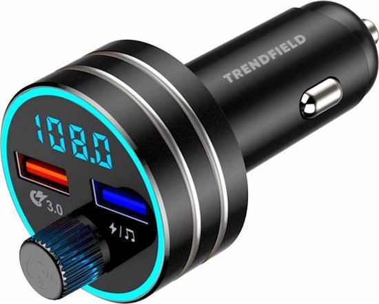 Émetteur FM Trendfield Bluetooth 5.0 - Kit voiture USB 3.0 Charge rapide - Accessoires voiture - Écoutez de la musique sans fil via Spotify ou Youtube - Noir