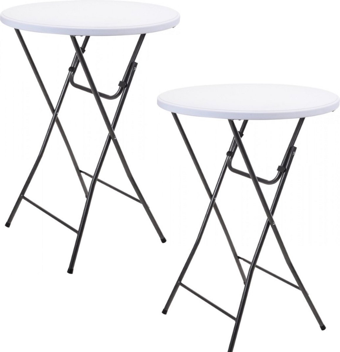 Pro Garden Robuuste Statafels - 2 Stuks - Ø80x110cm - Stalen onderstel - Wit/Grijs