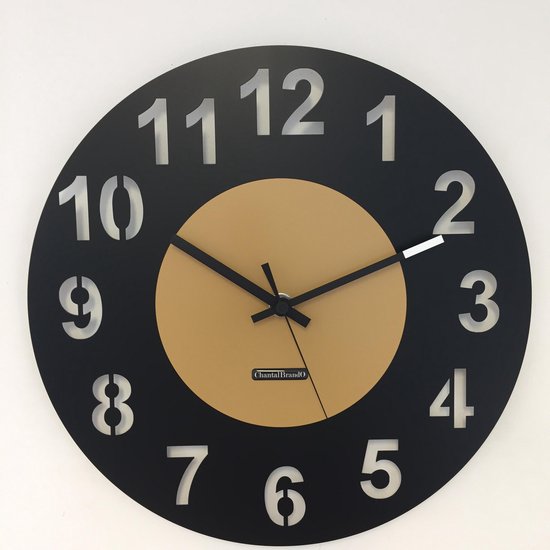 HORLOGE MURALE - Mouvement silencieux - Handgemaakt - AMSTERDAM BLACK & CAFE CIRCLE - MODERN DUTCH DESIGN