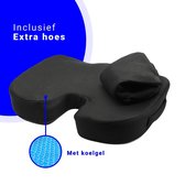 Hile Essentials® Zitkussen voor Auto & Bureaustoel (met koelgel) - Wigkussen - Stuitkussen - Zitkussen orthopedisch - Thuiswerken