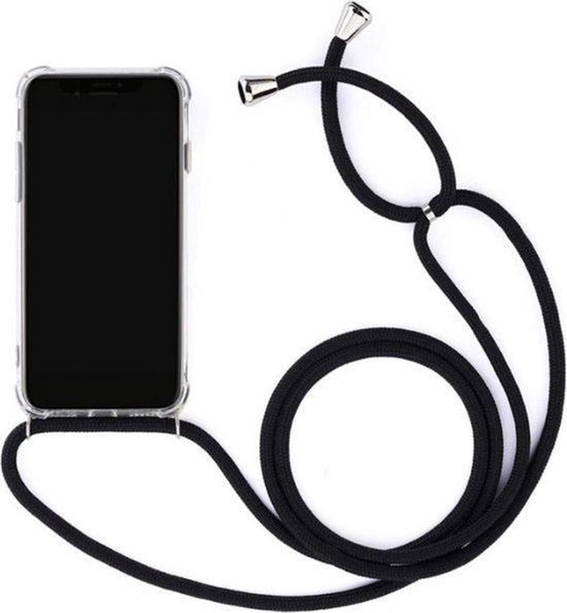 BixB IPhone 11 Hoesje Transparant Backcover Case met zwart koord
