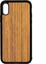 Apple Iphone X / XS Houten GSM Hoesje Teak Hout Shockproof TPU Case Hoes Uniek Design Telefoon Zwart Protection Geschenk Kerstmis Vaderdag Moederdag Verjaardag