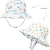 Omkeerbare UV Bucket hoed voor peuter - Pineapple zonnehoedje kind 3-8 jaar-Dubbelzijdig draagbaar- Zonnehoedje Spikkel en Ananas - Maat 54 CM One Size
