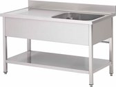 Gastro-Inox spoeltafel met rechts 1 spoelbak en onderblad, 1600(l)mm, demontabel