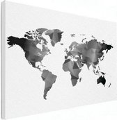 Wereldkaart Geometrische Vakken Wit - Canvas 90x60