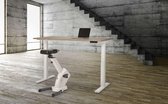 Ergonomisch elektrische verstelbaar zit/sta bureau Teez breed 140CM diep 80CM bladkleur Licht Eiken framekleur Wit (RAL9010)