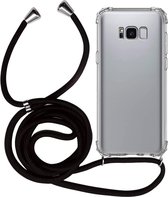 Samsung S8 Hoesje transparant silicone met Koord - Galaxy S8 Koord hoesje draagkoord TPU backcover - Zwart