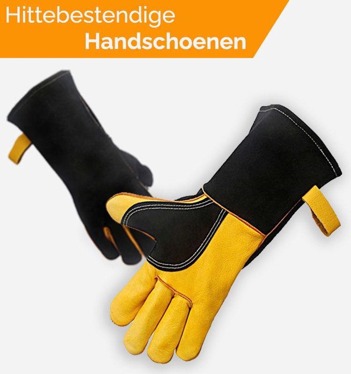 BBQ handschoenen - Hittebestendige Handschoen - BBQ Handschoenen Leer - Ovenhandschoenen - BBQ Accessoires - 2 stuks (1 paar) - Merkloos
