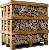 Halve Kist Haardhout Ovengedroogd 100% Berken Hout 1m3 Kist met 1 zak THM Eco Aanmaaksnippers In Net