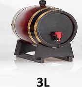 Wijnvat - 3 Liter - Wine Barrel - Met Tap Kraantje - Mini Wijn vat - Hervulbare Zak - Zwart - Rood - Chique - Bar accessoire - Wijnvaatje – Wijn Accessoire - 28 x 19 x 25 - Cave &
