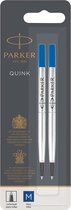 Parker rollerballpen inktvulling | medium punt | blauwe QUINK inkt | 2 stuks