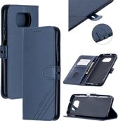 Voor Xiaomi Poco X3 NFC Stiksels Stijl 2-Kleur Koe Textuur Horizontale Flip PU Lederen Case met Houder & Kaartsleuf & Lanyard (Blauw)