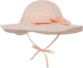 Zonnehoedje Zalmroze Effen hoed met strik baby meisje dreumes (0-2 jaar) - zalmroze zomer hoed